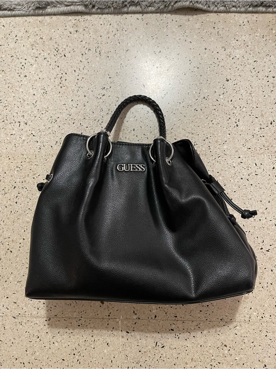 Guess Handbags - GUESS Black Pebbled Drawstring Bag